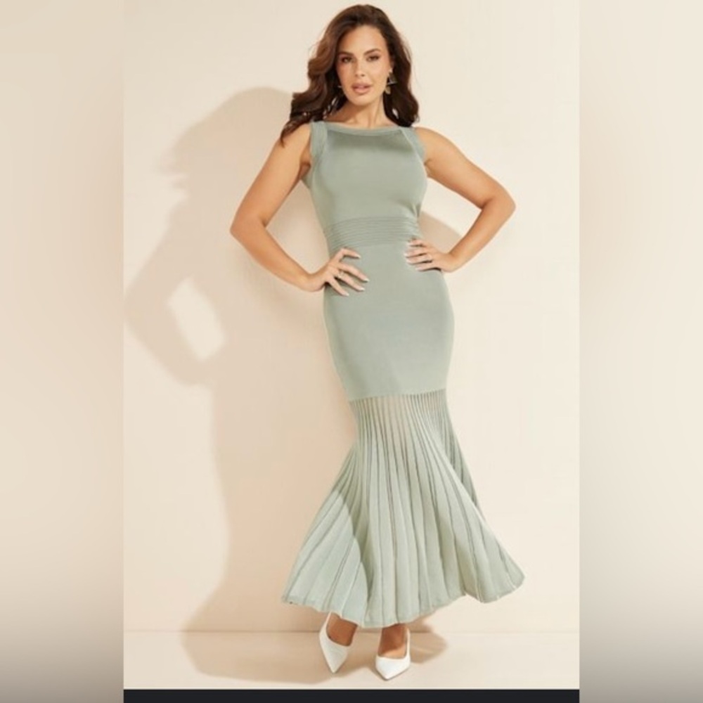 Marciano Chandra Rib Maxi Dress Size XS Slate Gray